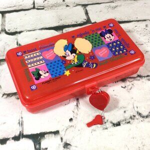 Vintage Flomo Disney Minnie ‘n Me Pencil Case With Heart Shaped Lock W/Key Rare